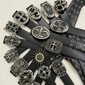 2026 Punk Men's Belt, PU Leather Star Rivet Waistband, Fashion Street Wear Vintage Cross Buckle for Casual Jeans for Men Women