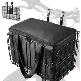 Front Folding Bicycle Basket com Liner Bag Removível Quick Release Design Metal Ebike Basket para Adult Women Men Car