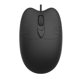 Schwarze Katze Kabelgebundene Maus - Ergonomische Kabelmaus für Arbeit, Studium & täglichen Gebrauch