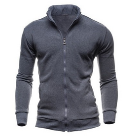 Sweatshirt en polaire pour homme à col montant et fermeture éclair, veste cardigan ouverte unie
