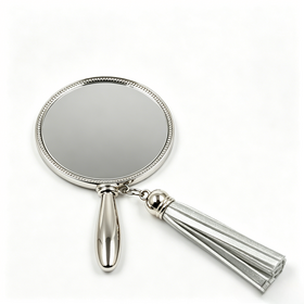 Eleganter Handspiegel aus Metall | Make-up-Accessoire mit individueller Quaste
