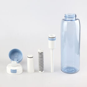 Botella de Agua Inteligente con Filtro Alcalino y Pajita - Plástico de Grado Alimenticio, Mejora el pH y la Pureza del Agua. Hidratación Filtrada Reutilizable.