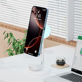 SY19 ODM manufacturer 2 in 1 magnetic Dual pad wireless charger with colorful night light