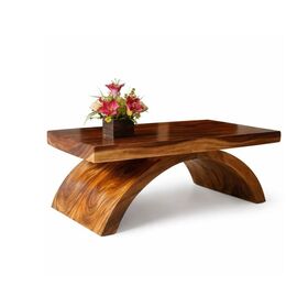 Mesa de centro de madera Suar de alta calidad y duradera, madera de árbol de lluvia tropical, mesa con pedestal de forma única, diseño de interiores moderno
