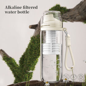 Botella de Agua Alcalina Tritan Más Nueva Libre de BPA con Filtro para Viajes, Vaso Alcalinizador Portátil con Filtración Avanzada