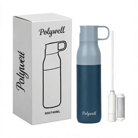 Bouteille d'eau filtrante moderne tendance sans BPA avec isolation thermique, bouteille d'eau de sport portable en acier inoxydable avec logo personnalisé pour l'extérieur