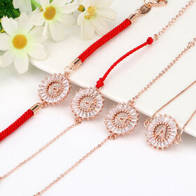 Red Cord Zircon Virgin Mary Handmade Braided Cord Bracelet