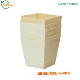 45mm Biologisch Abbaubar Einweg Holztasse Quadratisch Lebensmittelqualität China Fabrik
