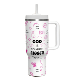 Desain Baru Cangkir Tumbler Natal Kustom 40oz dengan Gagang dan Sedotan, Portabel Tahan Lama Dapat Digunakan Kembali Perjalanan Stainless Steel