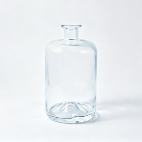 750ml Short Wide Body Clear Glass Liquor Bottle with Punt Base Empty Glass Vessel for Gin, Vodka, Liqueur & Infused Drinks