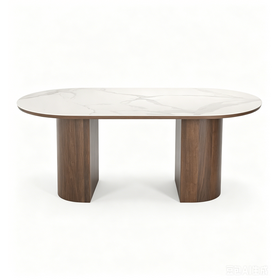 Durable Solid Wood Pedestal Conference Table for Multi-person Staff Workshop
