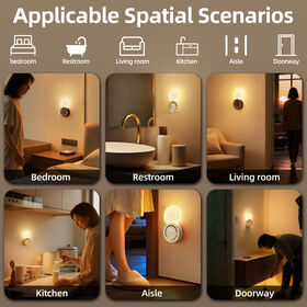 Induction Wall Lamp Auto Night Mode Adjustable Luminous Output Premium Textured Base Type C Charging Auxiliary Lighting