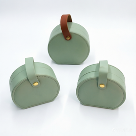 Customizable Luxury Round Jewelry Organizer Box, Portable Leather Case for Rings Necklaces Earrings Packaging
