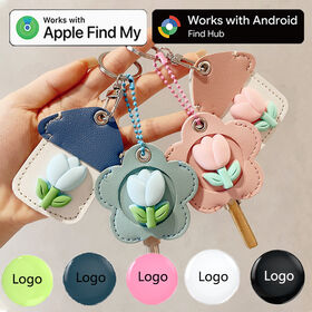 Nouvelle Creative Tulipe En Plastique GPS Navigation Anti-perte Porte Ménage Clé Mini Titulaire de la Carte AirTag Tracker pour IOS Android