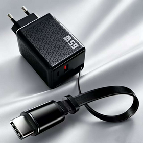 Adaptateur Chargeur Rétractable Multifonction 3 en 1 65W avec Câble de Charge Ultra Rapide pour Prises EU, US, UK
