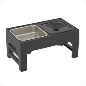 Set de Comedero Elevado Plegable para Perros con Tazón de Acero Inoxidable Antivuelco - Comedero Elevado Antiahogo y Antihinchazón para Gatos