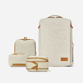 Reise Rucksack Set 4-teilig - Rucksack + Kompressions-Packwürfel + Kulturtasche