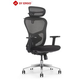 Zeitgenössischer ergonomischer Bürostuhl mit Lendenwirbelstütze, Netzrückenlehne, BIFMA-zertifiziert, mit Premium-Aluminiumbasis und Neigungsmodus