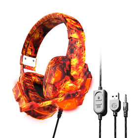 Vente chaude RGB Lumière Armée conception Immservise filaire casque de jeu de téléphone portable casque de jeu avec ENC Mic pour la maison internet bar