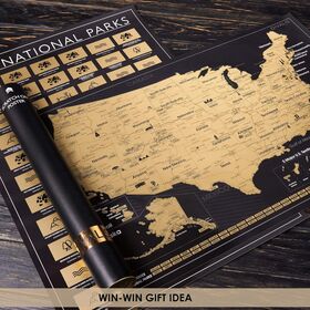 Large Black World Map Scratch-off Interactive Educational Wall Map