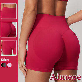 Shorts de Sport Sans Couture Taille Haute Effet Push-Up Fessier pour Femme - Tenue de Gymnastique