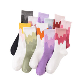 Nouvelle Vague de Femmes Chaussettes Mignon Gradient Floral Dessin Animé Respirant Coton Matériel Tricoté Équipage Un Convient à Tous pour Automne Hiver Manchette