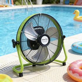 Ventilador de Pedestal Grande a Batería Recargable de 14 Pulgadas con Panel Solar y Motor sin Escobillas para Uso en Exteriores y Oficinas, Inalámbrico