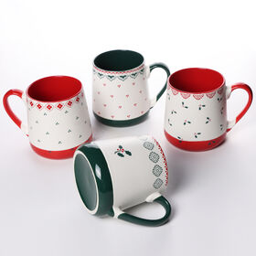 Tasse en céramique de Noël en gros de 630 ml, tasse à eau personnalisée, style classique pour la maison et les cadeaux
