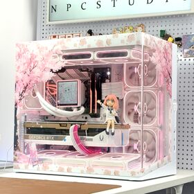 Pink Cherry Blossoms Anime Custom PC Case Sea View Room Micro ATX ITX Mini Tower Gaming Computer Case OEM