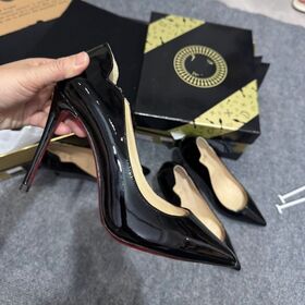 Damen Pumps mit spitzem Zehenbereich aus Lackleder, Stiletto-Slipper mit roter Sohle für Hochzeiten, Partys und Büro