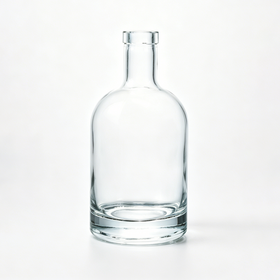 700ml Chubby Short Round Glass Liquor Bottle with Thick Base for Gin, Vodka, Fruit Liqueur & Premium Craft