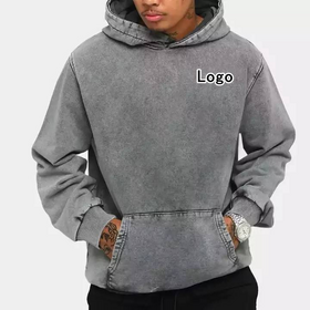 Sweat à Capuche Personnalisé pour Homme, Lavage Déstructuré, 100% Coton French Terry, Uni de Haute Qualité, Sweat Vintage Lavage Acide pour Homme