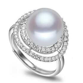 Exquisite Natural Cultured Pearl Ring Fashion Ring with Zircon Freshwater Pearl Bracelet for Elegant Accessories