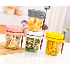 OEM Stylish Leakproof Glass Sealed Cup for Overnight Oats Milk Salad
