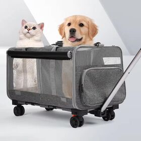 Sac Trolley Pliable Respirant Haute Capacité avec Conception à Deux Compartiments et Trois Modes pour Chiens et Chats
