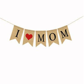 Europe and United States Party Decoration Mother To Be Heart Burlap Banner Garland Decoration