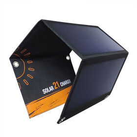 Panneau Solaire Pliable Étanche 21W avec Charge Rapide et 2 Chargeurs USB