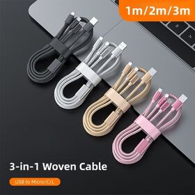 Heiß verkaufendes multifunktionales 3-in-1-Nylon-Geflecht-USB-A- & USB-C-Ladekabel mit 2A-Schnellladung für Computer & Mobiltelefone