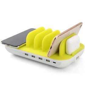 Usb multi público de encargo 6 del puerto de los teléfonos móviles de la estación del cargador del smartphone en 1 estación de carga inalámbrica para los dispositivos múltiples