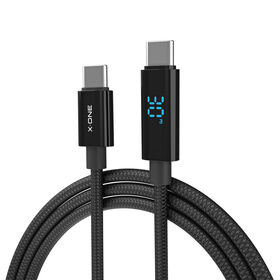 كابل شحن سريع X-ONE 100 واط مع شاشة LED، USB-C إلى USB-C للهاتف