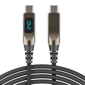 240W USB Braided Cable with Digital Display, Zinc Alloy Shell Fast Charging Cable for iPhone, Android Phones,Laptops & Tablets