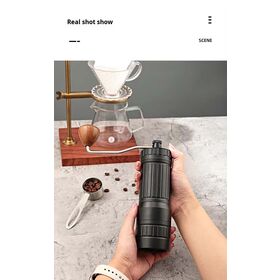 Penggiling Kopi Manual Perak Kapasitas 40G SS Kerucut Burr 7 Bintang dengan Cangkir Magnetik untuk Bubuk Kopi