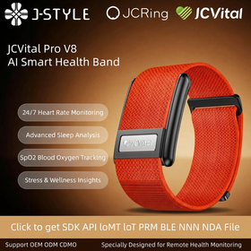 أساور ذكية JCVital براءة اختراع V8 OEM ODM SDK متوفرة أوضاع رياضية متعددة أساور لياقة بدنية ذكية قابلة للارتداء مصنع دونغقوان