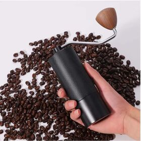 Penggiling Kopi Manual Portabel Mini untuk Espresso, Badan Paduan Aluminium, Baja Tahan Karat 420, Gerinda Kerucut, untuk Rumah Tangga, dengan Gagang Kayu