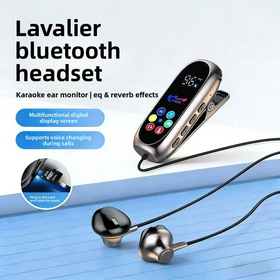 Auriculares Lavalier Bluetooth OEM con Pantalla a Color, Cancelación de Ruido, Reverberación y Afinación Vocal para Canto en Karaoke y Transmisión en Vivo