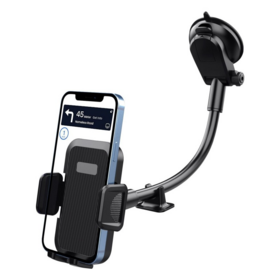 Car Truck Phone Mount Suction Cup Windshield Holder Flexible Gooseneck Long Arm 360 Degree Rotation One Touch Release