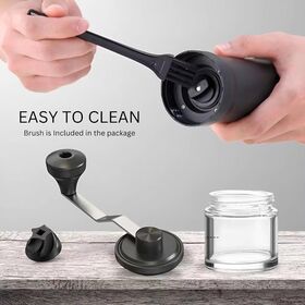 Manual Coffee Grinder Black with Assembly Stainless Steel Conical Burr - Numerical Internal Adjustable Setting Coffee Grinder