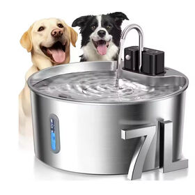 7L Große Kapazität Edelstahl Haustier Wasserbrunnen Kabelloser Automatischer Katzen- und Hundewasser-Spender mit 4000mAh Wiederaufladbarem Akku