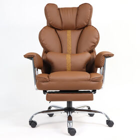 Chaise de Bureau Exécutive en Cuir à Dossier Haut pour Manager, Fonction Inclinable avec Repose-Pieds, Chaise d'Ordinateur en Cuir PU, OEM ODM