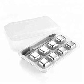 Hot sales Cube Shape Reusable Stainless Steel Whiskey Stones Ice Cube